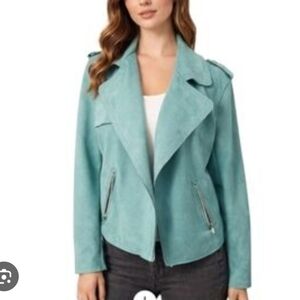 PHILOSOPHY Faux Suede Open Front Moto Jacket